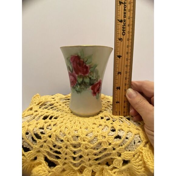 J & C Vintage Porcelain Handpainted Vase 4 1/2" Signed By Artist Belgium Rare - Picture 2 of 8